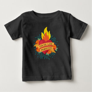 Flaming Heart Dia de los Muertos   Shirts