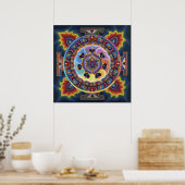 Flaming Heart Mandala Poster (Keuken)