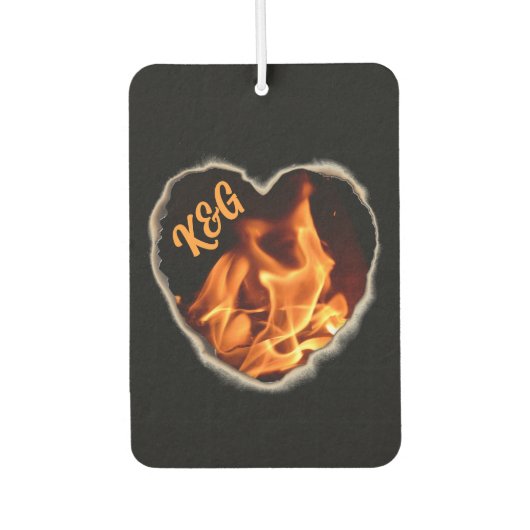 Flaming Heart of Fire Initialen en namen Luchtverfrisser (Voorkant)