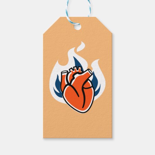 Flaming Heart Oranje Crush Cadeaulabel (Voorkant)
