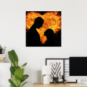 Flaming Heart Valentijnsdag Poster (Thuiskantoor)