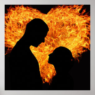 Flaming Heart Valentijnsdag Poster