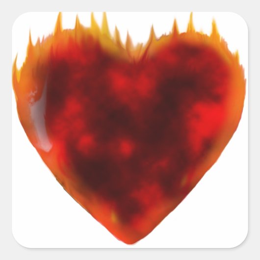 Flaming Heart Vierkante Sticker (Voorkant)