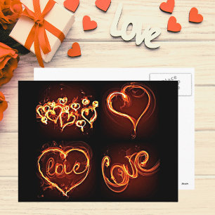 Flaming Hearts of Love Briefkaart