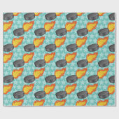  Flaming Hockey Puck Cadeaupapier (Vlak)