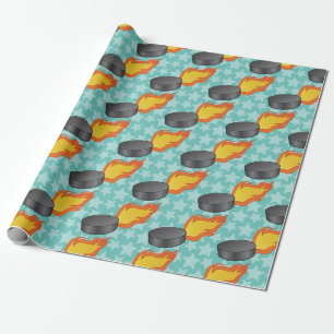 Flaming Hockey Puck Cadeaupapier