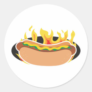 Flaming Hot Dog Ronde Sticker