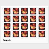 Flaming Hot Pepper en Pointing Devil Vierkante Sticker (Vel)