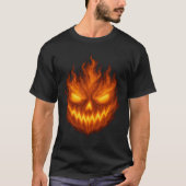 Flaming Jack-o'-Lantern Demon Face Halloween T-shirt (Voorkant)