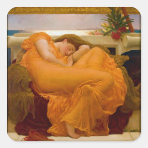 Flaming June door Sir Frederic Leighton Vierkante Sticker