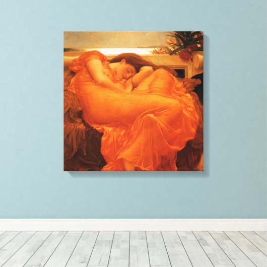 Flaming June Frederic Leighton Fine Art Canvas Afdruk (Insitu (Houten vloer))