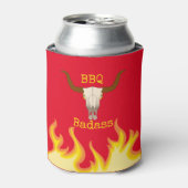 Flaming Koe Skull BBQ Badass Blikjeskoeler (Blikje Voorkant)