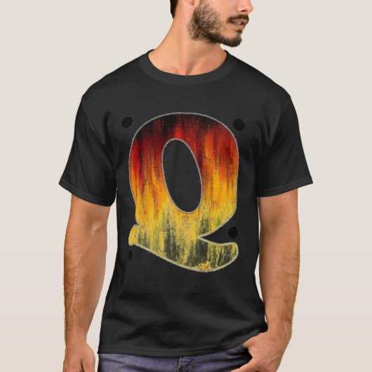 Flaming Letter Q T-shirt (Voorkant)
