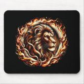 Flaming Lion in Ring of Fire Flames Astrologie Muismat (Voorkant)
