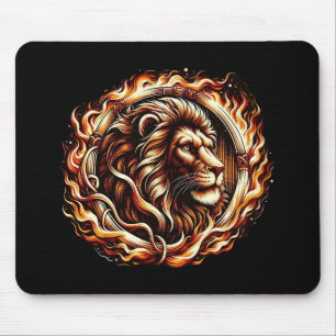 Flaming Lion in Ring of Fire Flames Astrologie Muismat