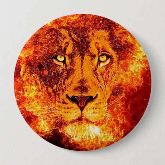 Flaming Lion Large Ronde Button 4,0 Cm (Voorkant)