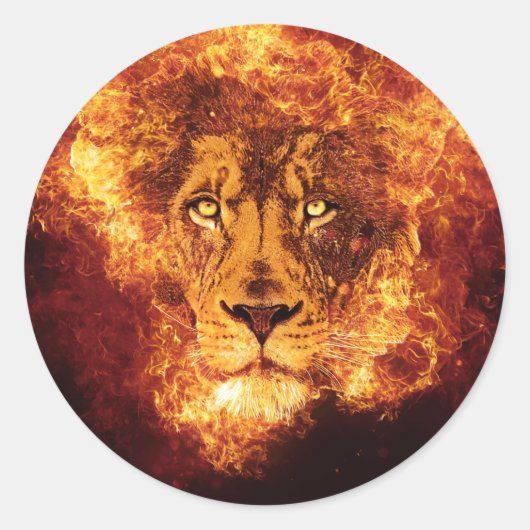 Flaming Lion uit Judah Ronde Sticker (Voorkant)