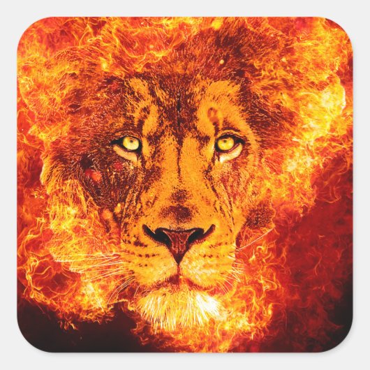 Flaming Lion uit Judah Vierkante Sticker (Voorkant)