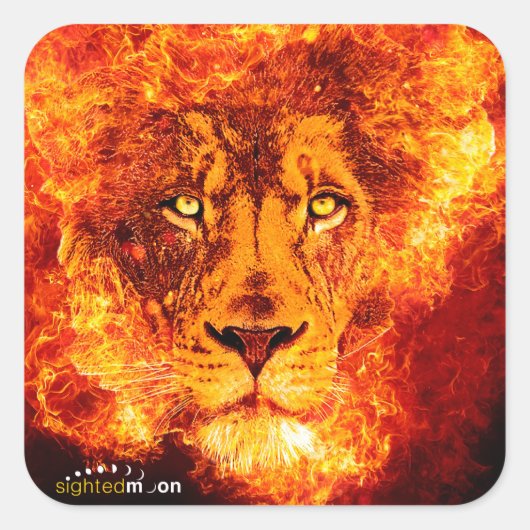 Flaming Lion uit Judah Vierkante Sticker (Voorkant)