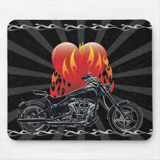 Flaming Love Biker Mousepad Muismat (Voorkant)