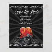 Flaming Love Biker Sla de datum op Aankondigingskaart (Voorkant)