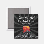 Flaming Love Biker Sla de datum op Magneet (Voorkant / Achterkant)