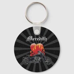 Flaming Love Biker Sleutelhanger