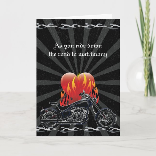 Flaming Love Biker Wedding Kaart (Voorkant)