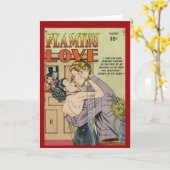 "Flaming Love"  Comic Hoesje Card Kaart (Gele Bloem)