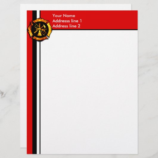 Flaming Maltese Cross Letterhead - Red Gepersonaliseerd Briefhoofd (Voorkant / Achterkant)