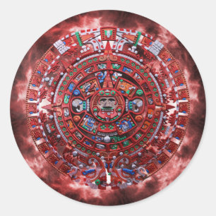 Flaming Mayan Calender Ronde Sticker