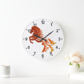 Flaming paard - Kies achtergrondkleur Grote Klok (Huis)