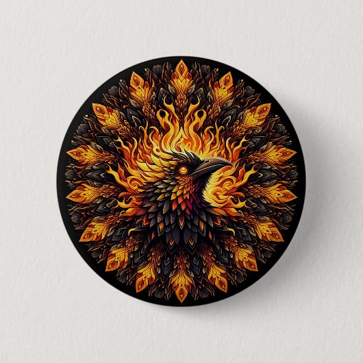 Flaming Phoenix Circular Graphic Ronde Button 5,7 Cm (Voorkant)