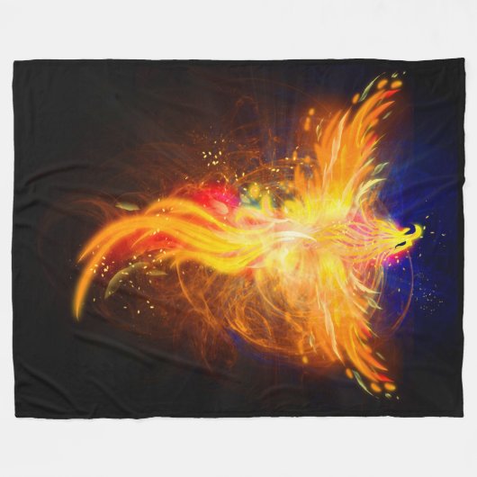 Flaming Phoenix Fleece Deken (Voorkant (Horizontaal))