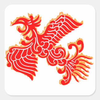 Flaming Phoenix Vierkante Sticker