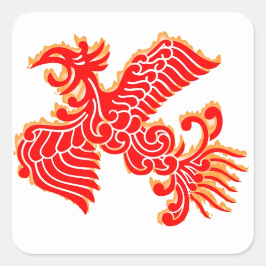 Flaming Phoenix Vierkante Sticker (Voorkant)