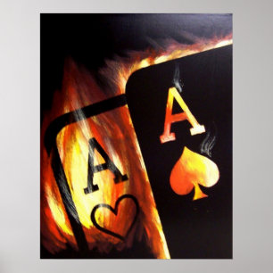 Flaming Pocket Aces Poker schilderij van Teo Alfon Poster