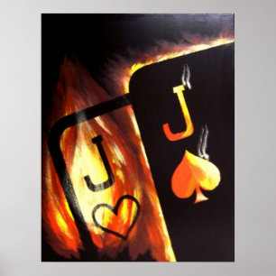 Flaming Pocket Jacks Poker Poster door Teo Alfonso
