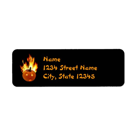 Flaming Pumpkin Return Address Labels (Voorkant)