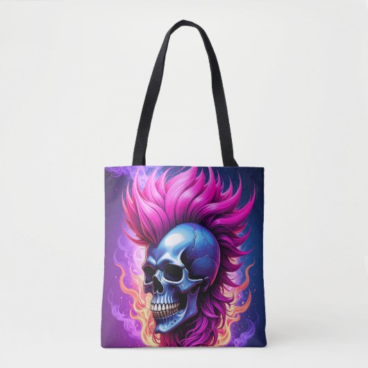 Flaming Punk Skull Tas (Voorkant)