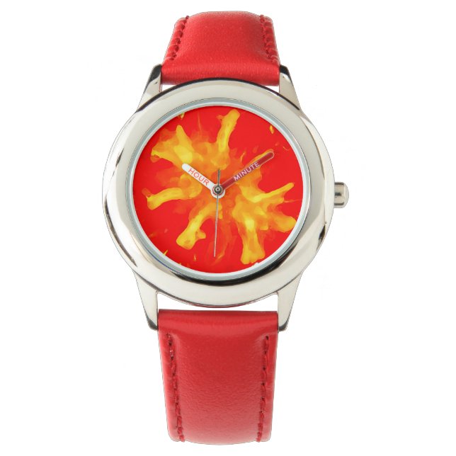 Flaming red pop art tomato horloge (Voorkant)