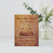 Flaming Red Rustic Lesbian Save the Date Briefkaar Aankondigingskaart (Staand voorkant)