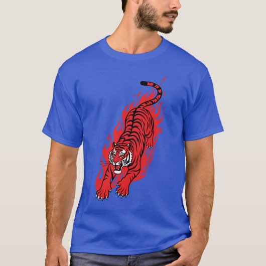 Flaming Red Tiger – Fierce Fire Beast T-shirt (Voorkant)
