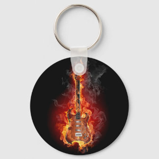 Flaming rock guitar sleutelhanger