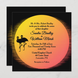 Flaming Setting Sun Evening Wedding Kaart