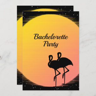 Flaming Setting Sun Evening Wedding Kaart