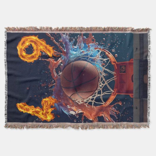 Flaming Six Seven Basketball Scoring Thru Hoop Deken (Voorkant)