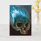 Flaming Skull Birthday Kaart (Gele Bloem)