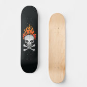 Flaming Skull en Crossbones Skateboard (Voorkant)