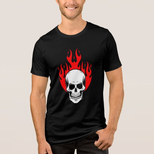 Flaming Skull Graphic Tri-Blend Shirt (Voorkant)